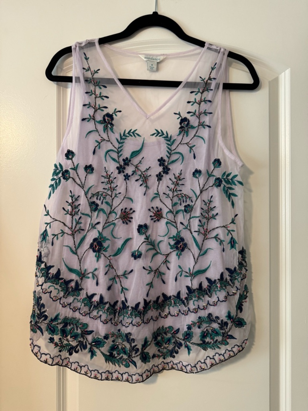 Sundance Lavender Floral Embroidered Sleeveless Top